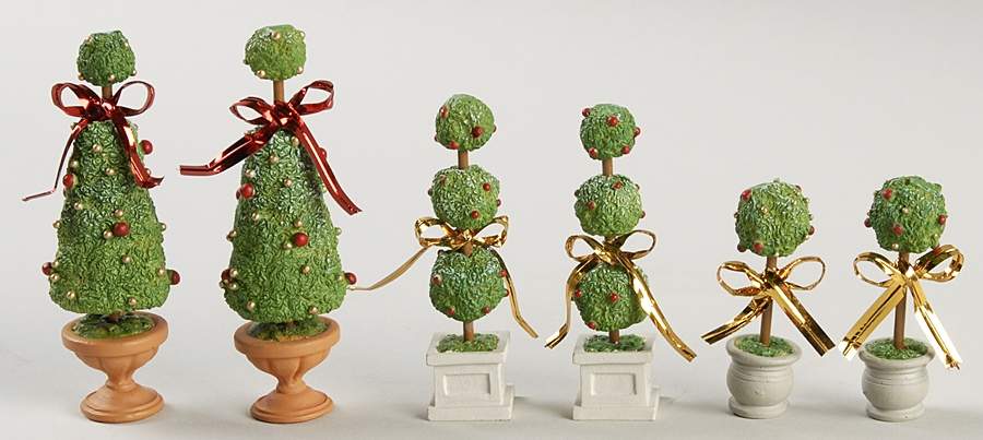 General Village Tree Accessories Elegant Christmas Topiaries-Set Of 6 - No Box by Department 56-1