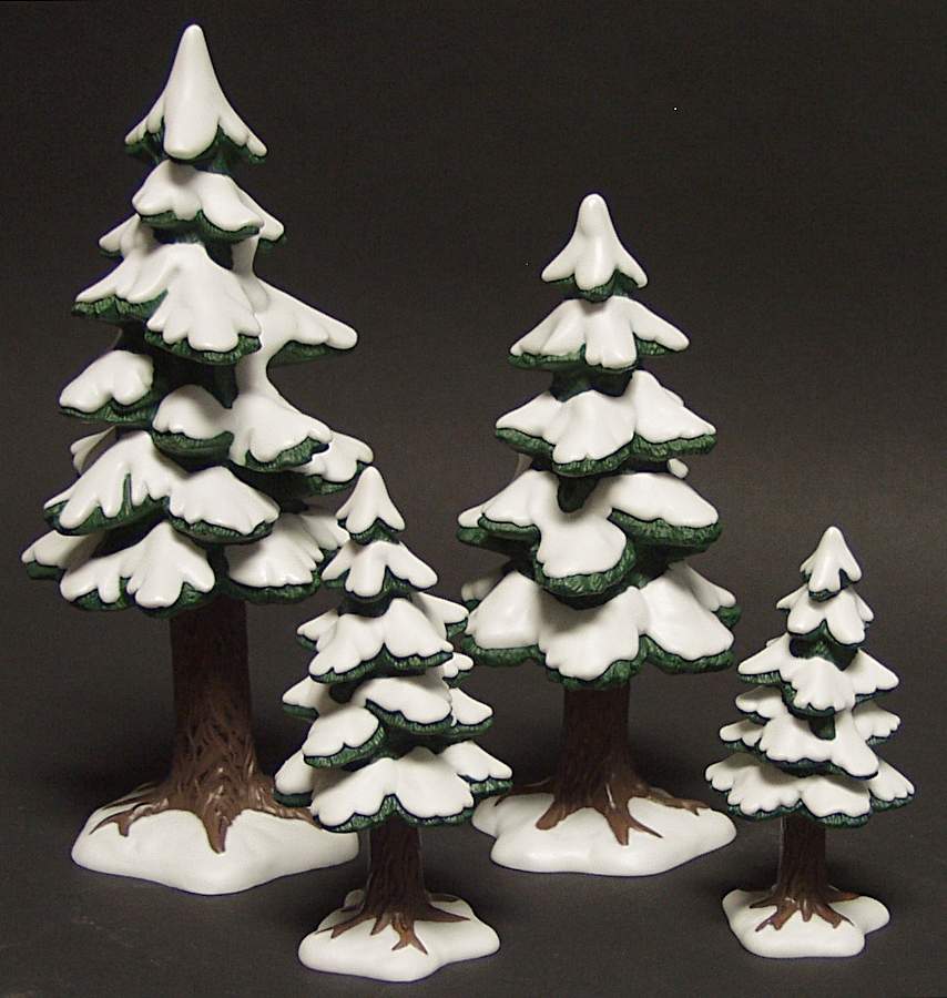 General Village Tree Accessories Porcelain Pines-Set Of 4 - Boxed by Department 56-1