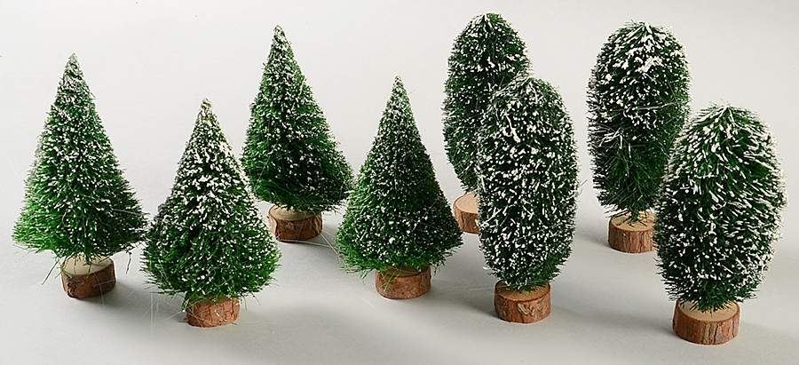 General Village Tree Accessories Frosted Topiary-Wood Base-Set Of 8 - No Box by Department 56-1