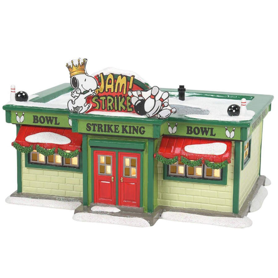 Peanuts Christmas Village Strike King Bowling Alley - Boxed by Department 56-1
