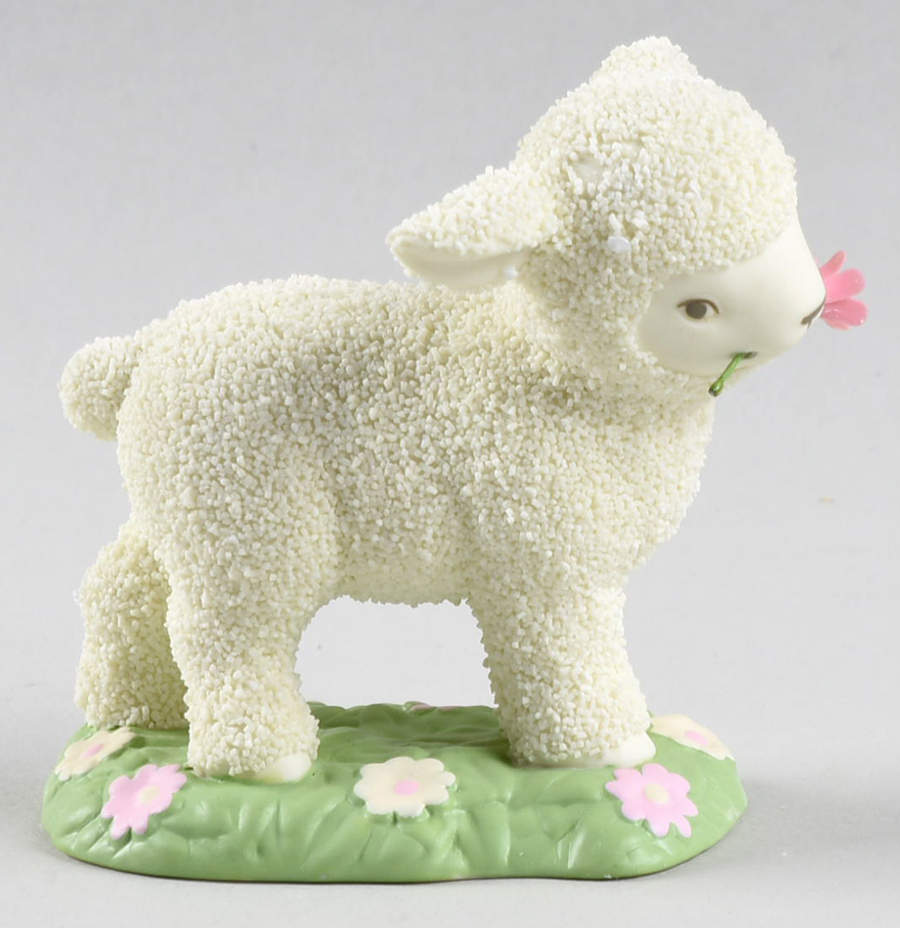 Annual Collectible Animals Lamb With Pink Flower-2010 - Boxed by Department 56-1