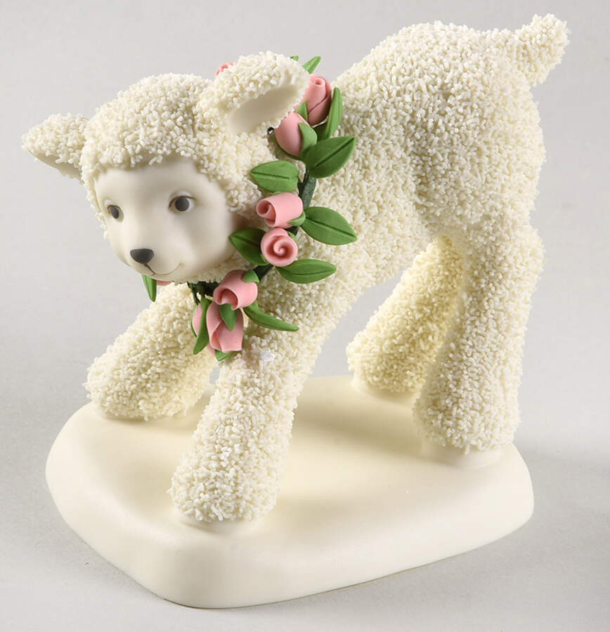 Annual Collectible Animals Lamb With Flowers-2004 Standing - Boxed by Department 56-1