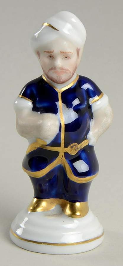 Royal Dux Chess Set Pawn-Blue - Pawn-Black Chess Piece by Royal Dux-1