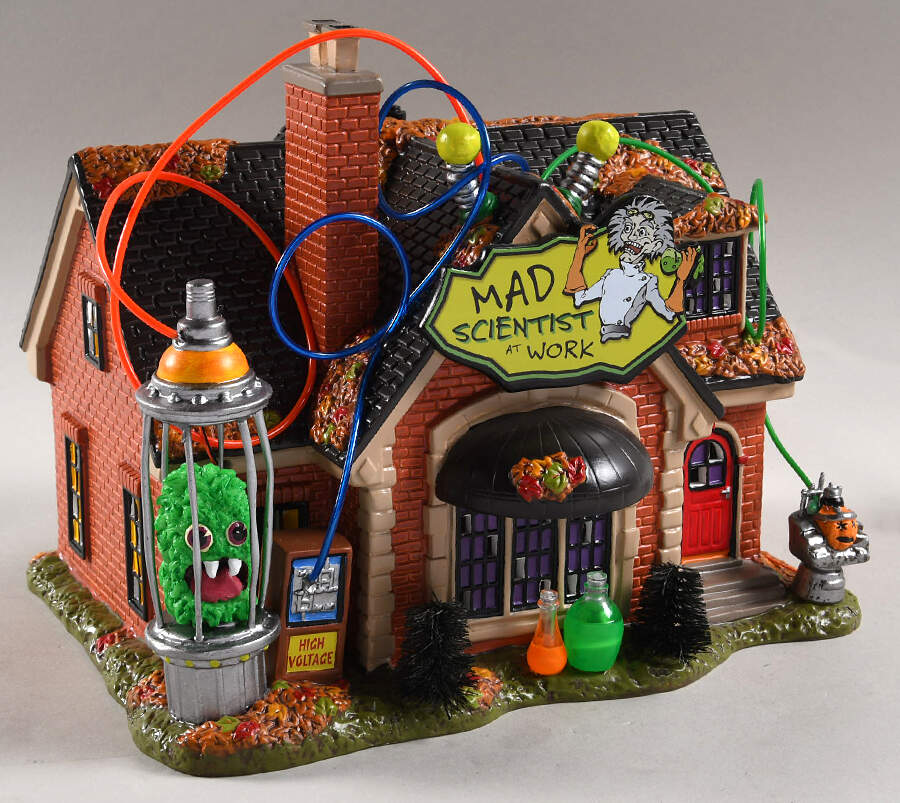 Trick Or Treat Lane - Snow Village Halloween Mad Scientist's Place - Boxed by Department 56-1