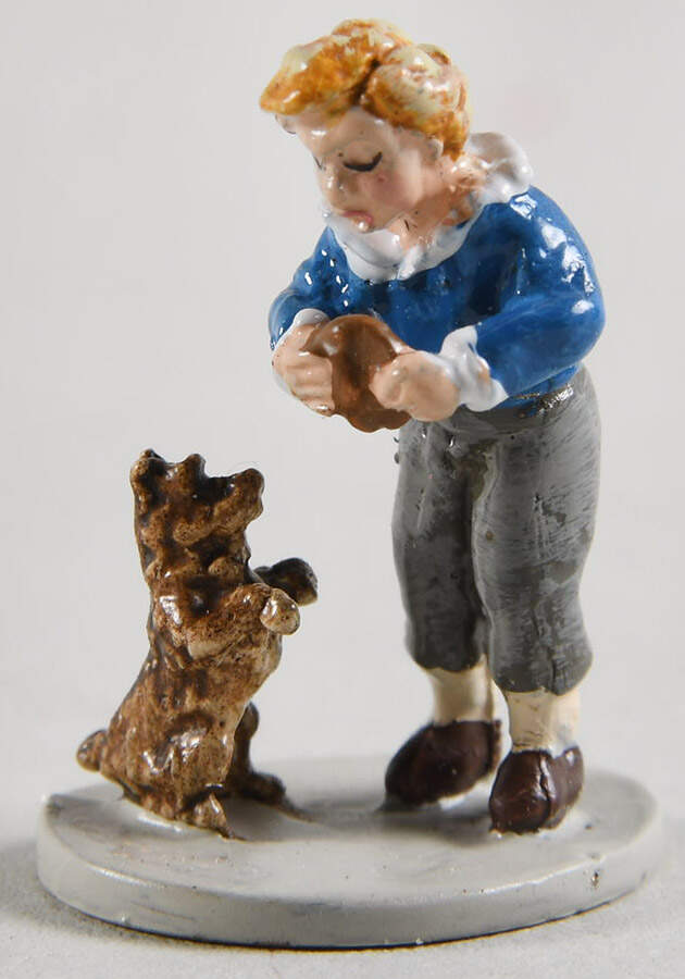 At the Bakehouse-Miniatures Small Boy And Dog - Boxed by David Winter-1