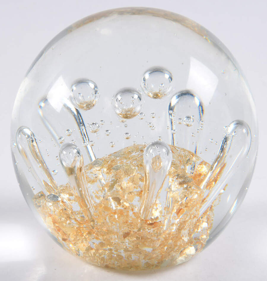 Dynasty Paperweights Controlled Bubbbles Gold Flecks - Boxed by Dynasty Gallery-1