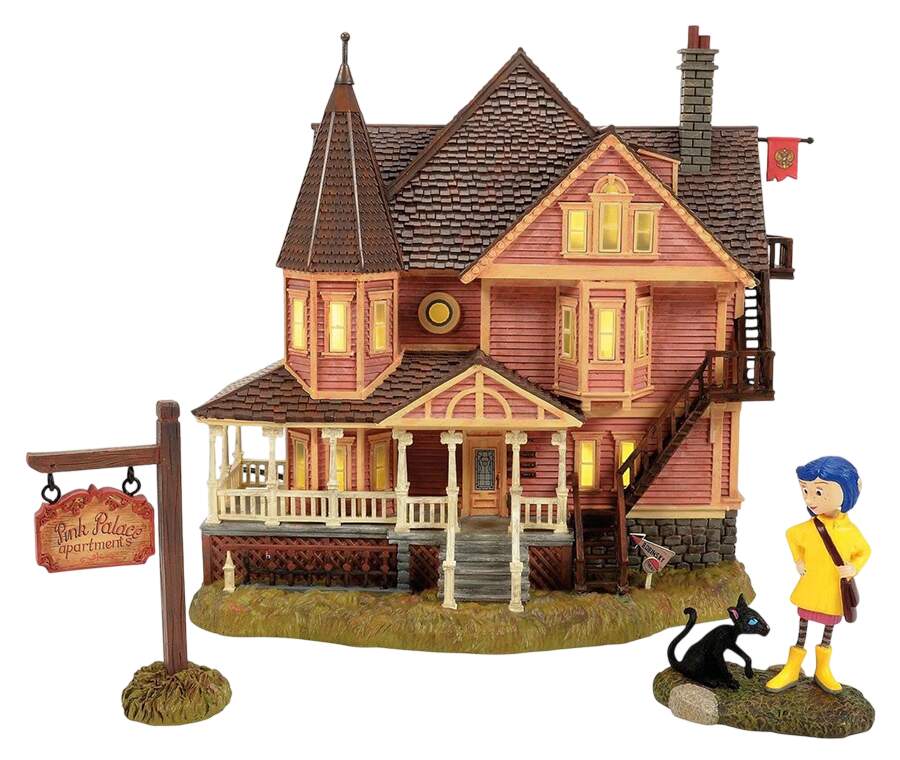 Fright Avenue Coraline Pink Palace Apartments Set Of 3 - Boxed by Department 56-1