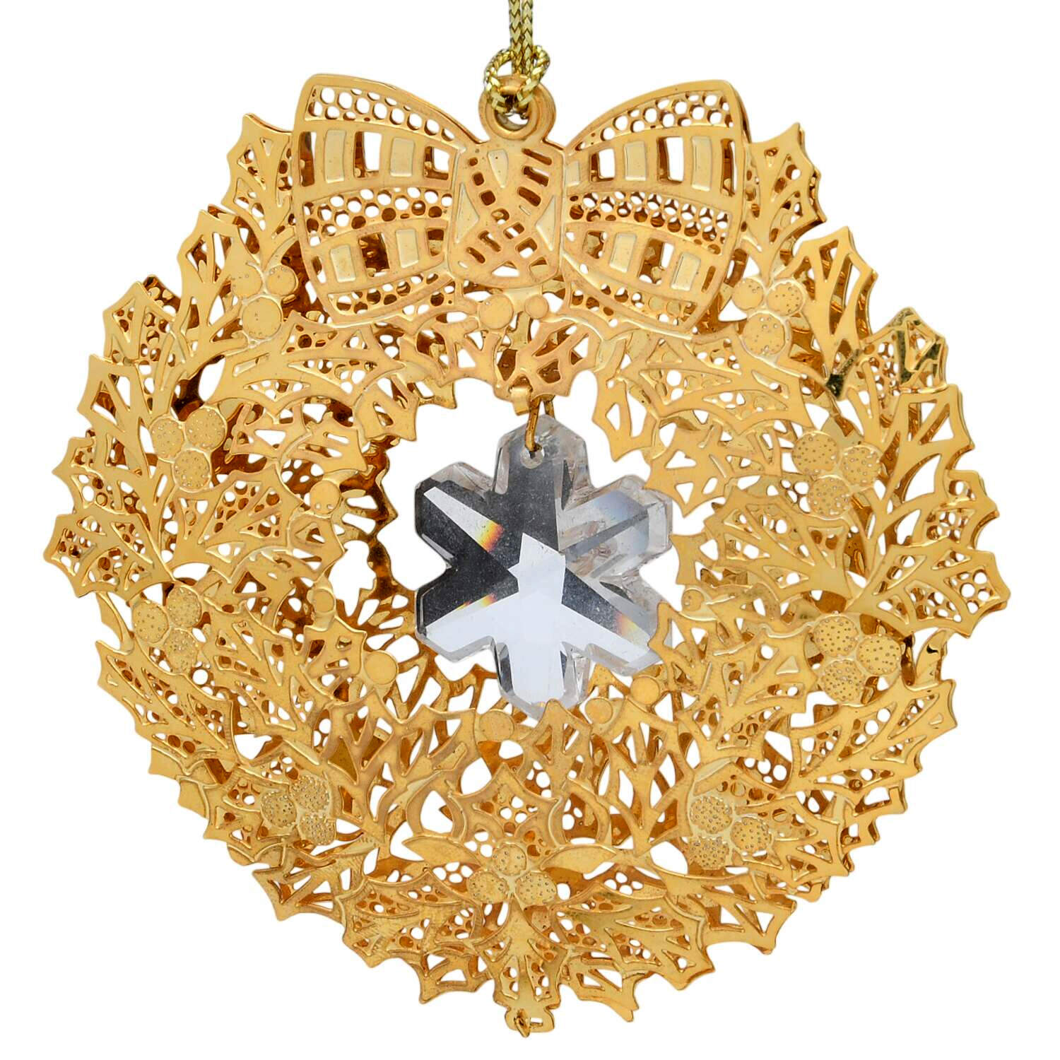 Gold-And-Crystal Ornaments Wreath - No Box by Danbury Mint-1