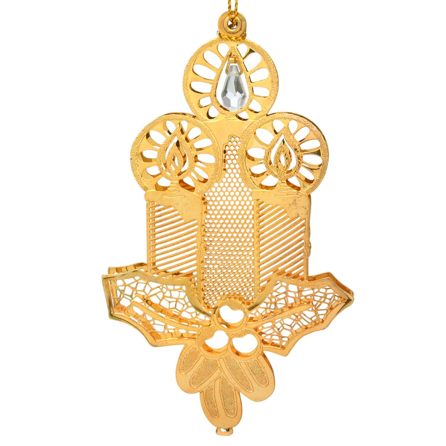 Gold-And-Crystal Ornaments Triple Candlestick - No Box by Danbury Mint-1