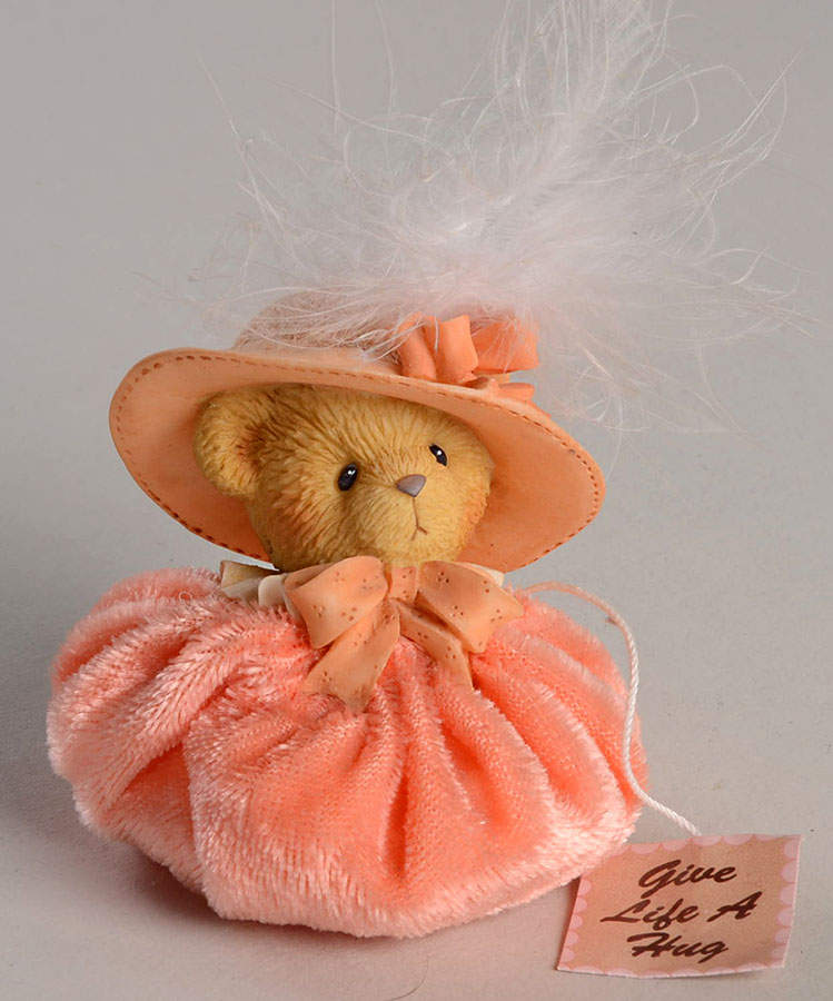 Cherished Teddies Peach Spring Bonnet - With Box Bx750 by Enesco-1