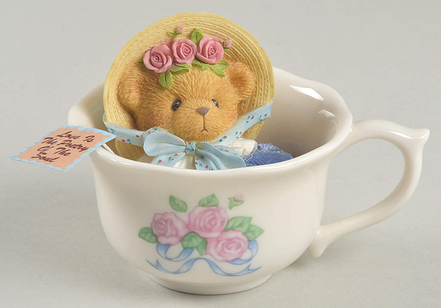 Cherished Teddies 3 Bear Figurines W/ Teacups  - Nb766, No Box by Enesco-1