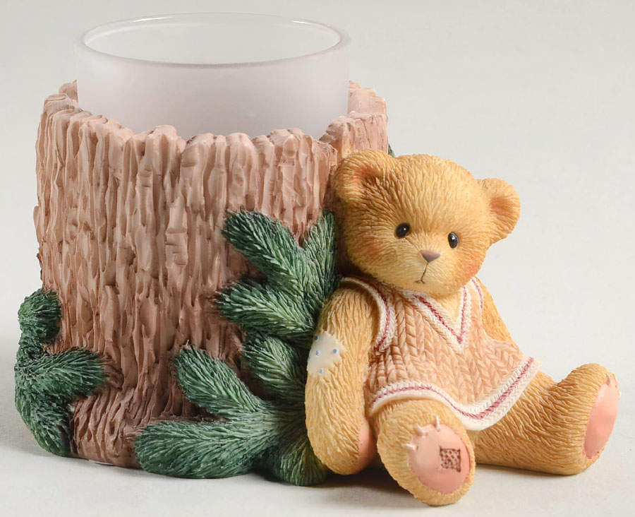 Cherished Teddies Girl With Tree Trunk Votive - With B0x Bx844 by Enesco-1