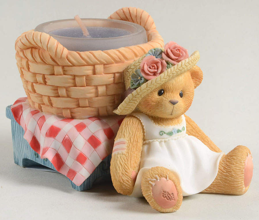 Cherished Teddies Girl With Basket Votive Candleholder - With Box Bx841 by Enesco-1