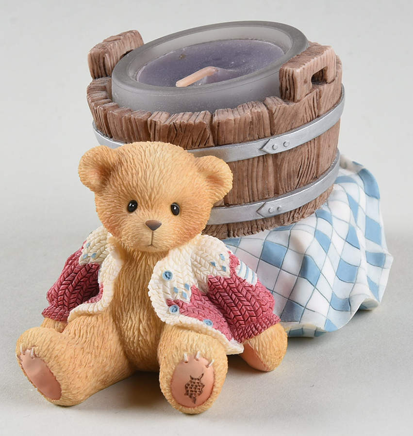 Cherished Teddies Boy With Barrel Votive Candleholder - No Box Nb874 by Enesco-1