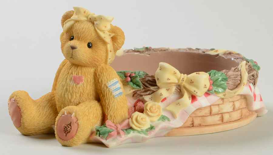 Cherished Teddies Girl On  Blanket-Pillar Candleholder - No Box by Enesco-1