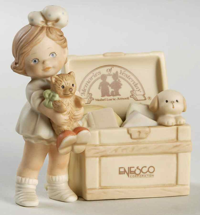Memories of Yesterday Girl With Trunk Toy Chest - Boxed by Enesco-1