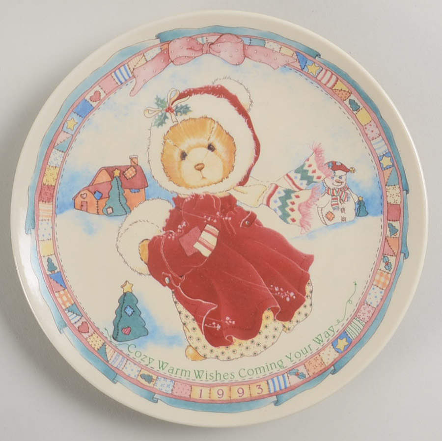 Enesco Plates 1993-Cozy Warm Wishes Coming Your Way - Boxed by Enesco-1