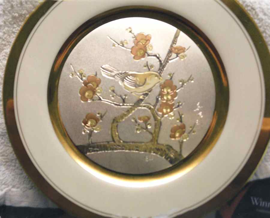 Chokin Art Small Bird With Cherry Blossom - No Box by Expressive Designs-1