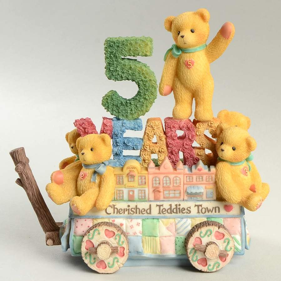 Cherished Teddies Collector Club Figures Five Teddies On A Float - Boxed by Enesco-1