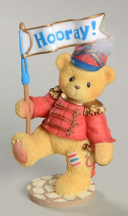 Cherished Teddies Collector Club Figures Lanny-With Blue Letter Flag - Boxed by Enesco-1