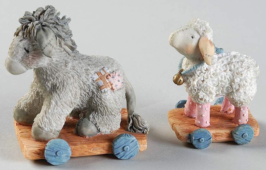Cherished Teddies Nativity Sheep & Donkey-2 Pc Boxed Set - Boxed by Enesco-1