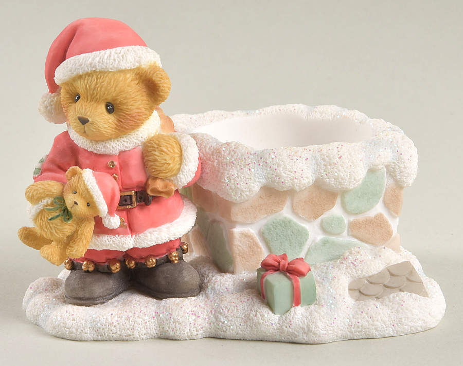 Cherished Teddies Santas Figurine Santa Votive Candle Holder - Boxed by Enesco-1