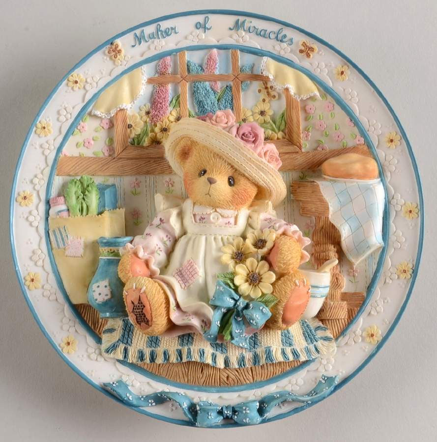 Mother's Day Plate-Cherised Teddies Mom-Maker Of Miracles - No Box by Enesco-1