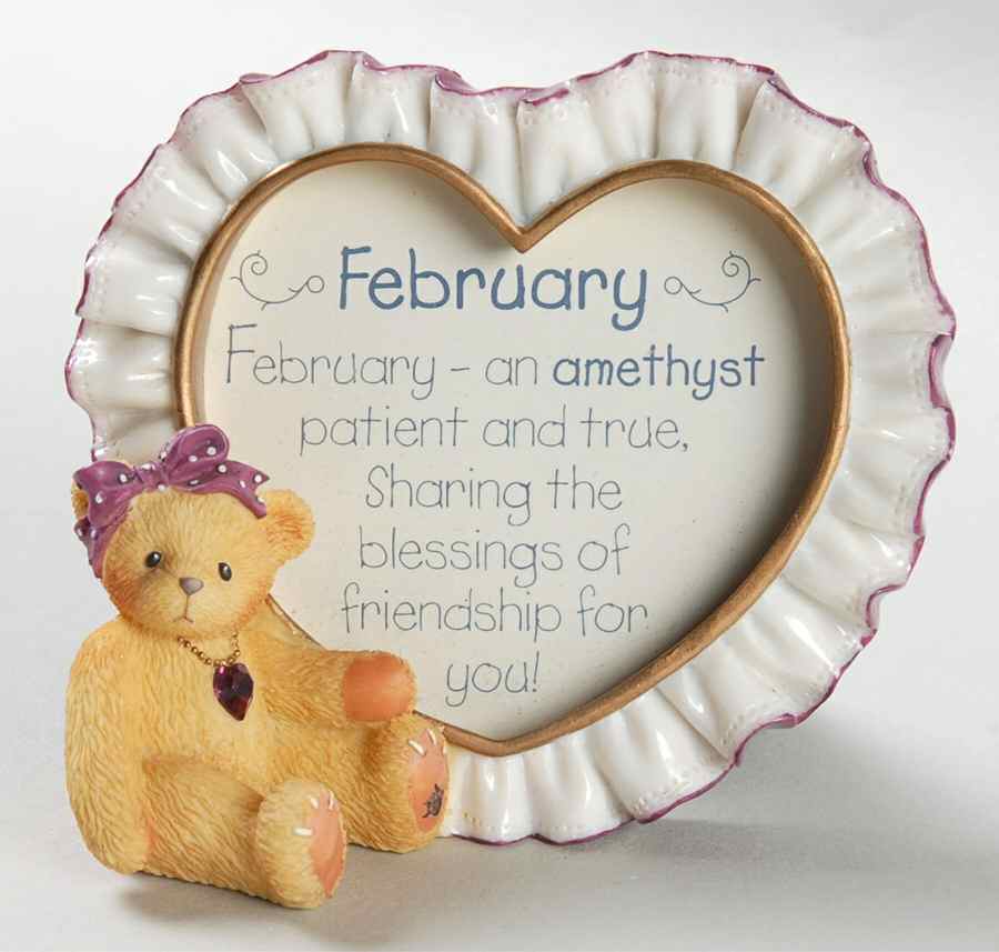 Birthstone Photoframes-Cherished Teddies February - Boxed by Enesco-1