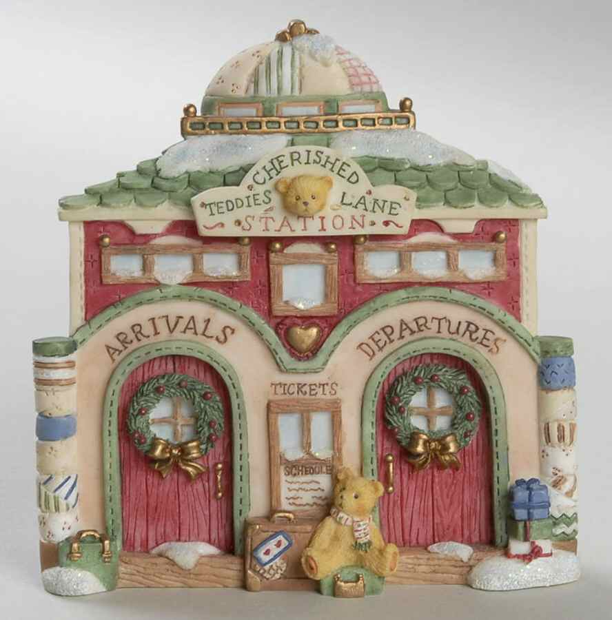Our Cherished Neighborhood Winter Train Depot - Boxed by Cherished Teddies-1