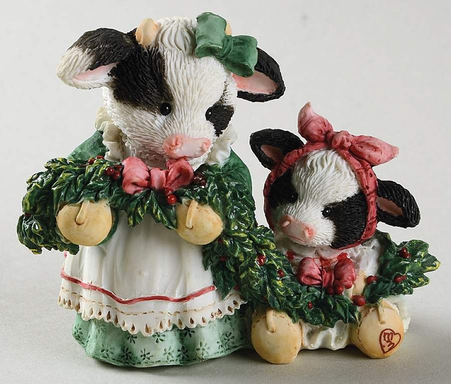 Mary's Moo Moos Christmas Deck The Hall With Cows - Boxed by Enesco-1