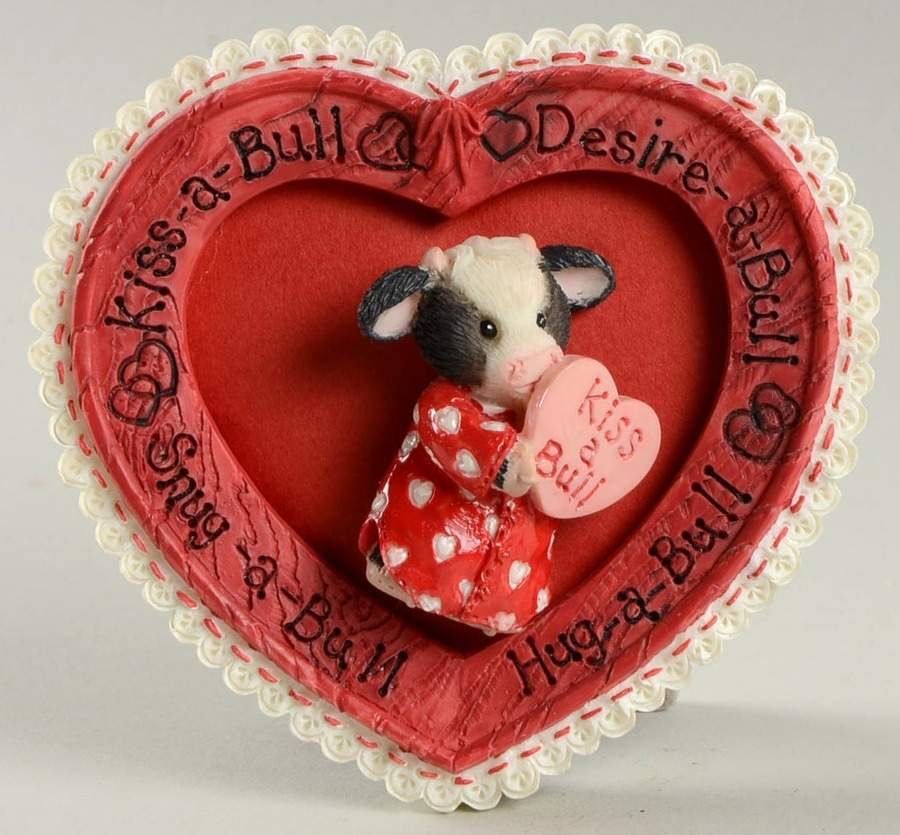 Mary's Moo Moos Valentine Kiss-A-Bull Photo Frame-Set Of 2 - Boxed by Enesco-1
