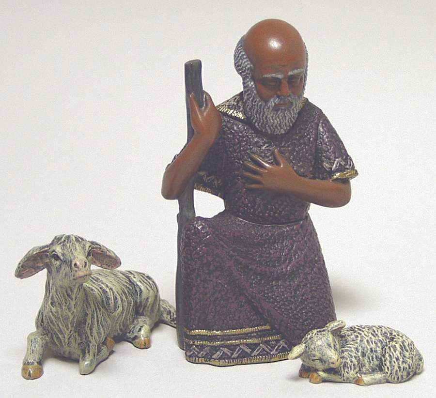 Mahogany Miracle Nativity Shepherd & Sheep-Boxed Set Of 3 - Boxed by Enesco-1