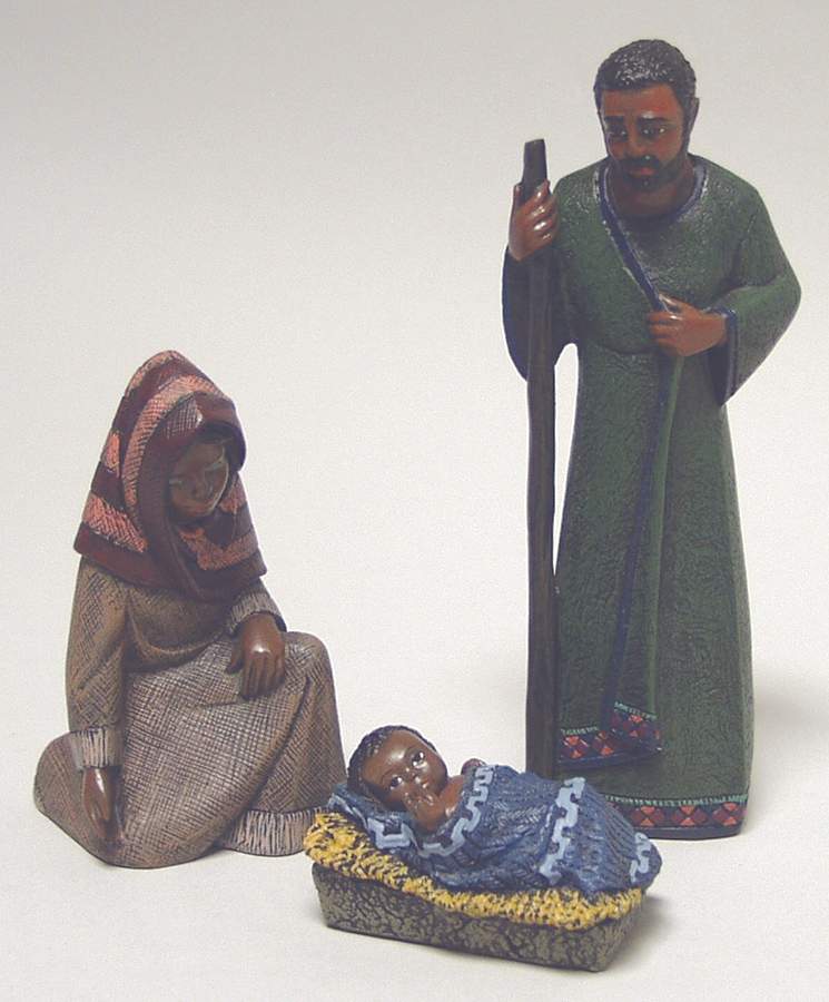 Mahogany Miracle Nativity Holy Family-Boxed Set Of 3 - With Box by Enesco-1