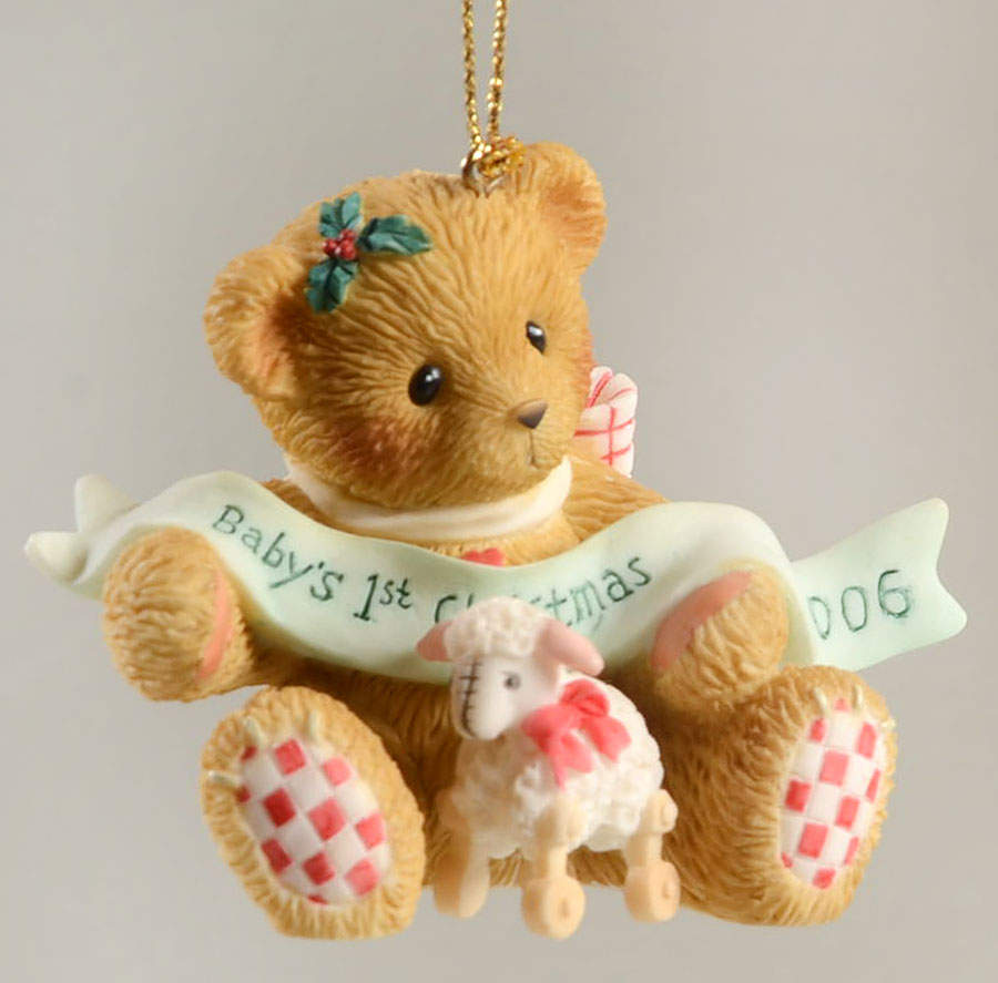 Cherished Teddies Ornament Baby's First Christmas W/ Lamb - Boxed by Enesco-1