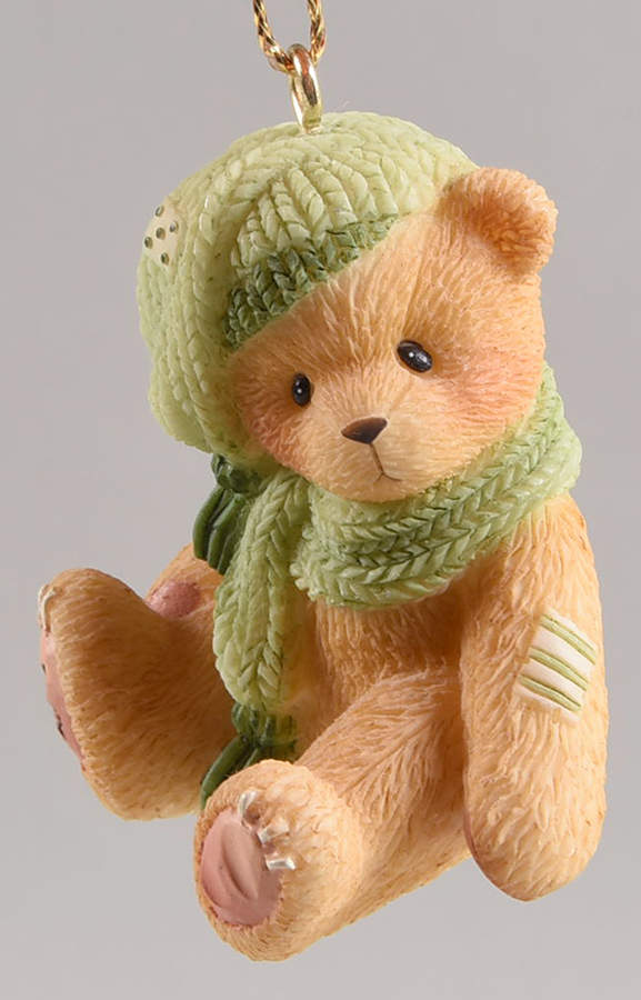 Cherished Teddies Ornament Bear With Green Hat & Scarf - No Box by Enesco-1