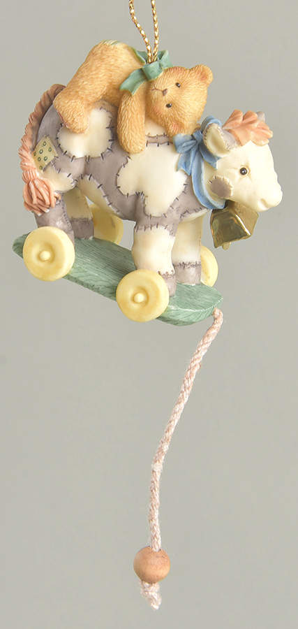 Cherished Teddies Ornament Antique Toy Cow With Teddie - Boxed by Enesco-1
