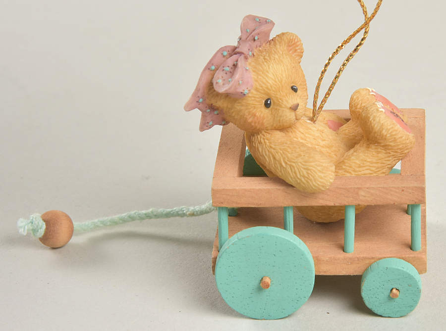 Cherished Teddies Ornament Antique Toy Teddie On Cart - Boxed by Enesco-1