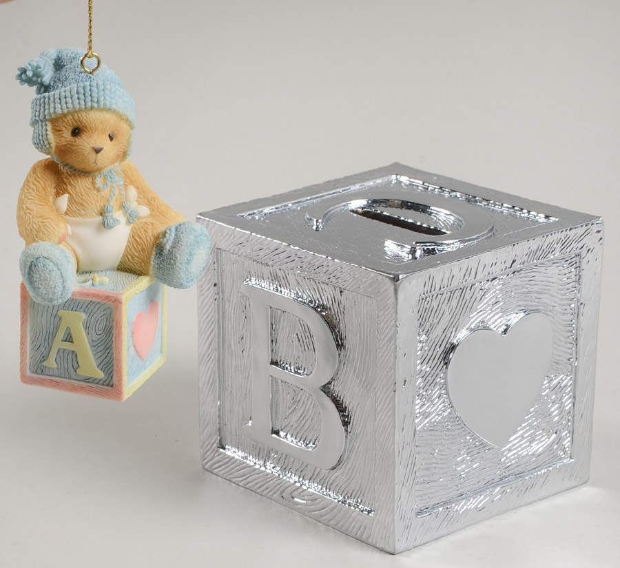 Cherished Teddies Ornament Baby's 1st Christmas-Boy-With Bank-Set - No Box 108 by Enesco-1