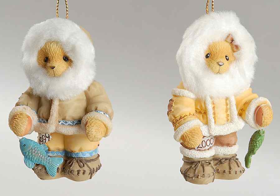 Cherished Teddies Annual Ornament Eskimos Holding Fish-Millennium - Boxed by Enesco-1