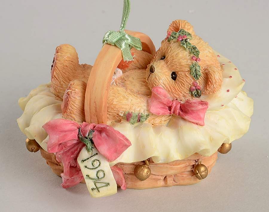 Cherished Teddies Ornament Baby In Basket-Berry Christmas - Boxed by Enesco-1