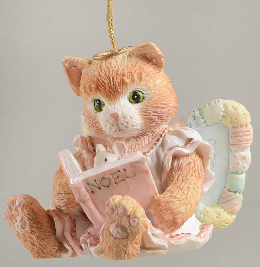 Calico Kittens Ornament Kitten  Angel Reading Book - No Box by Enesco-1