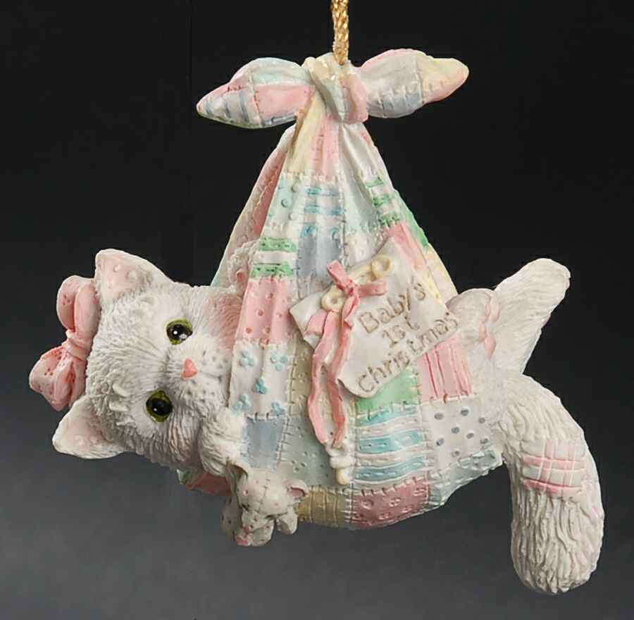 Calico Kittens Ornament Baby Girl's First Christmas - Boxed by Enesco-1