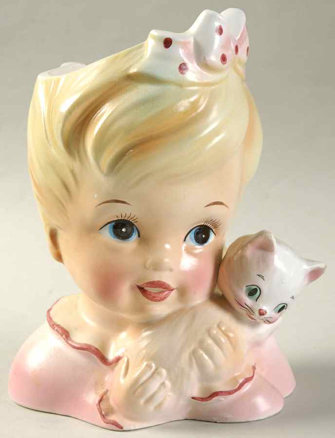 Enesco Head Vases Baby Boy Blonde W/Rose In Hair - No Box by Enesco-1