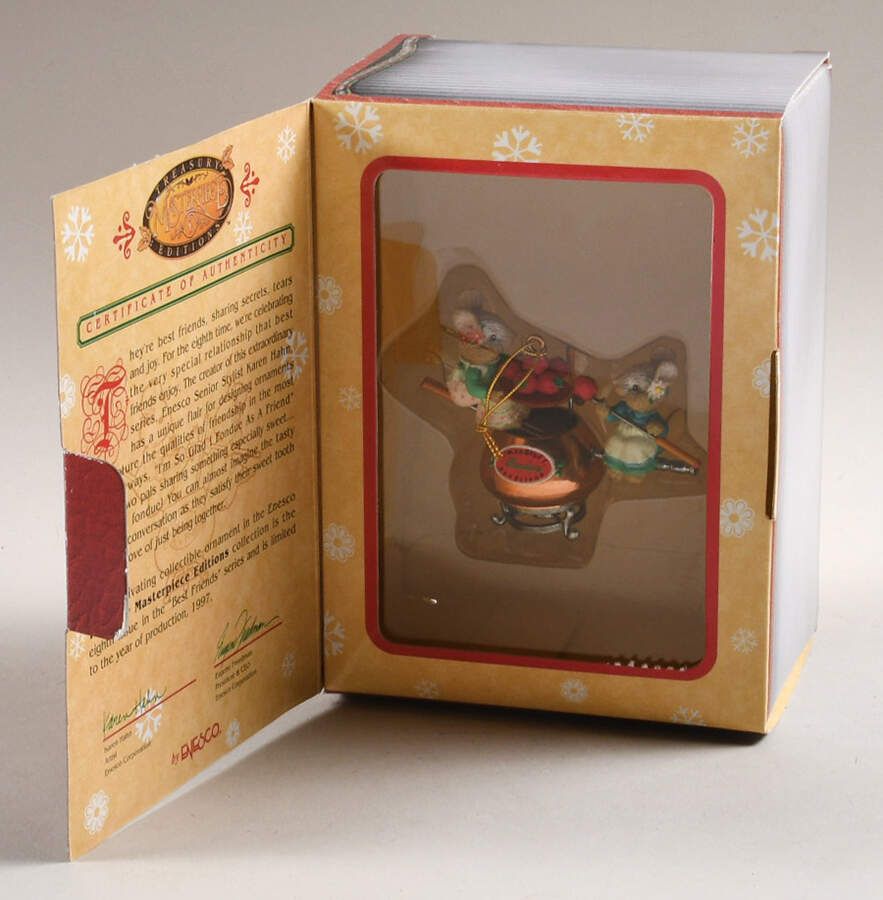 Treasury of Christmas Ornaments So Glad I Fondue As A Friend - With Box Bx359 by Enesco-1