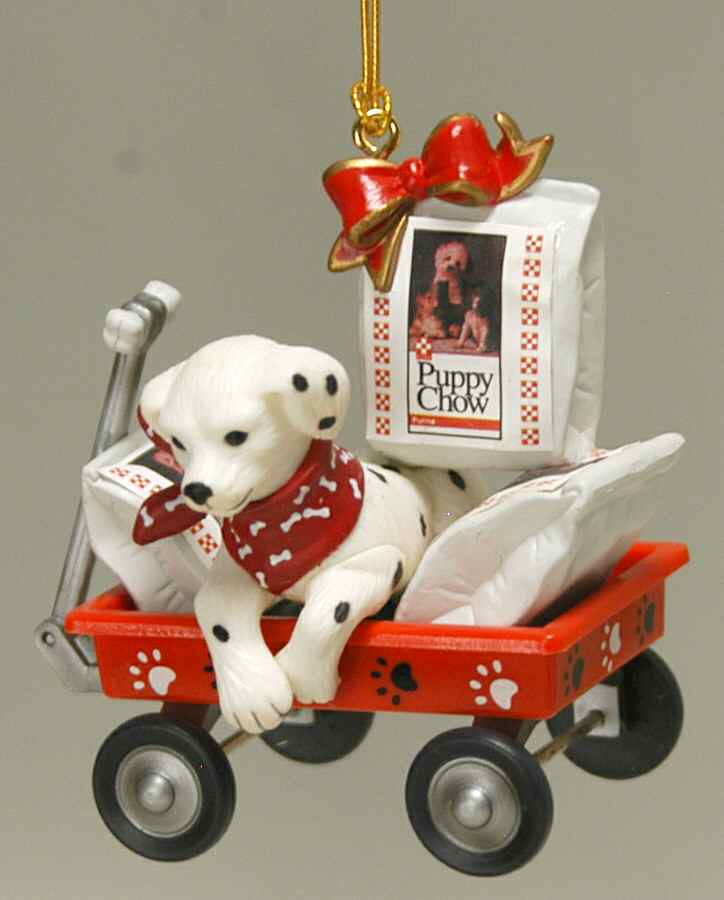 Treasury of Christmas Ornaments Tails A' Wagon-Puppy Chow - No Box by Enesco-1