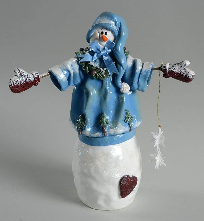 Snow Littles Snowman In Blue Hat And Sweater - No Box by Enesco-1