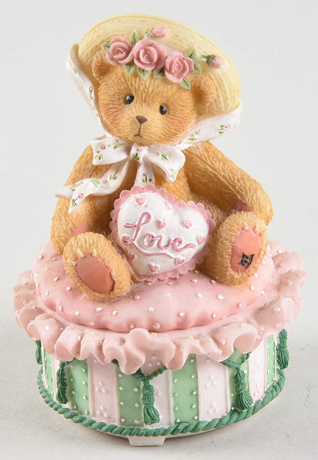 Bonnets and Bows-Cherished Teddies Victorian Bear With Love Heart - No Box by Enesco-1