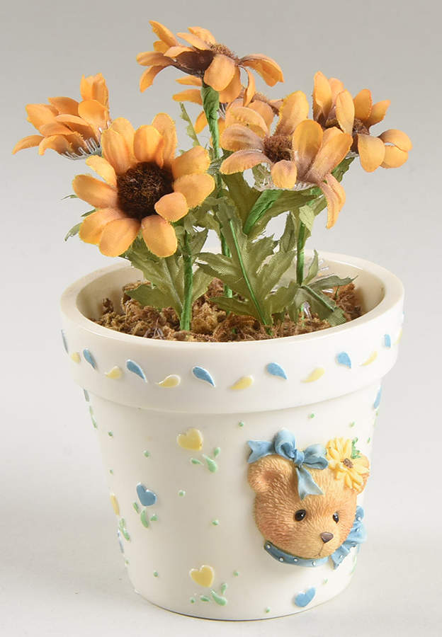 Cherished Teddies Flower Pot Daises-Yellow - Boxed by Enesco-1