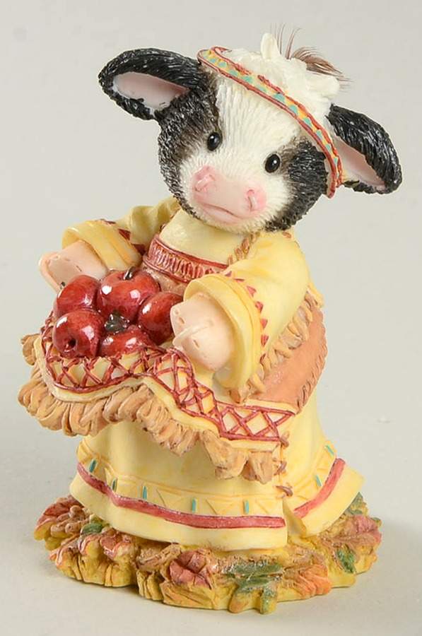Mary's Moo Moos Thanksgiviing A Time For Sharing With Moo-Indian Girl - Boxed by Enesco-1