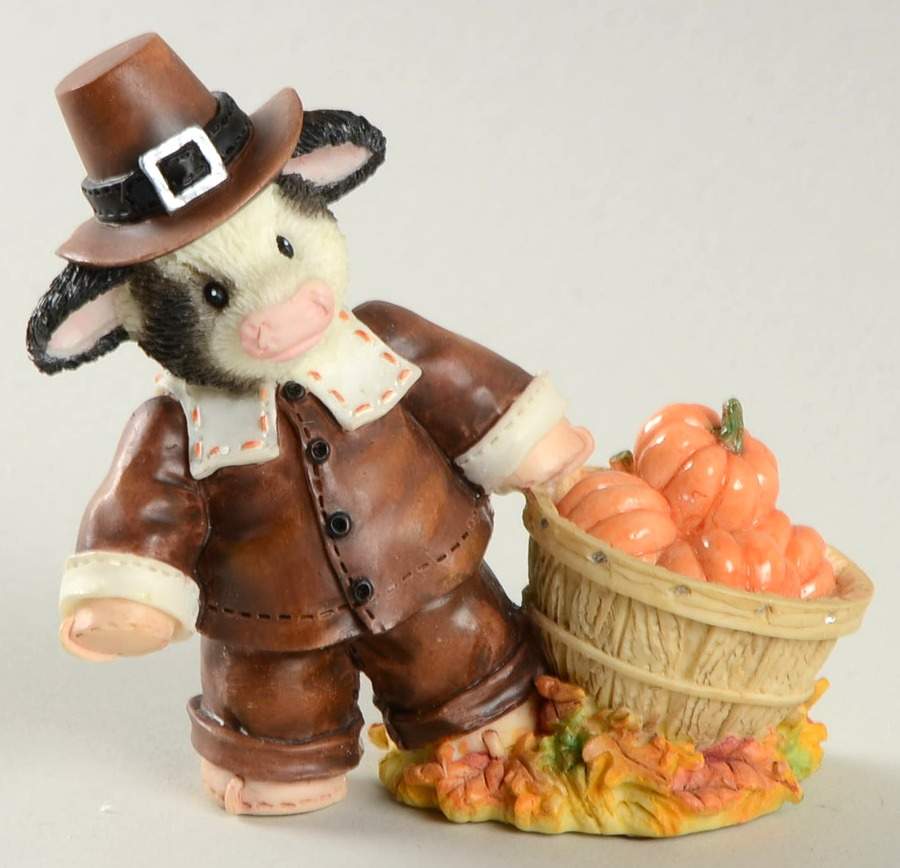 Mary's Moo Moos Thanksgiviing Hoofy Thanksgiving-Pilgrim Boy - Boxed by Enesco-1
